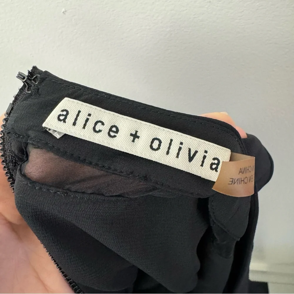 Alice + Olivia Frances Flared Mini Dress Size 4 Black - Picture 12 of 13